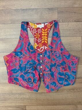 Kantha Bae Free Size Reversible Bohemian Vest Top Floral Paisley Colorful Pretty